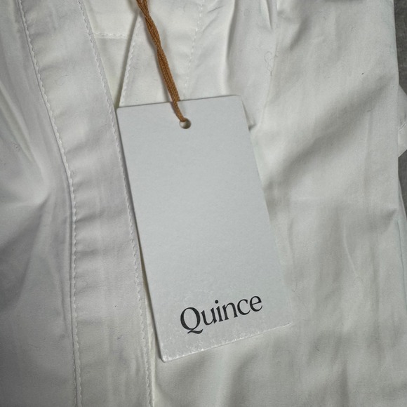 NWT Quince Organic Cotton Poplin Tiered Maxi Dress White Short Sleeve Smocked M - Picture 6 of 8